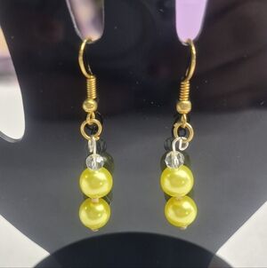 Chic Yellow Beaded Drop Earrings